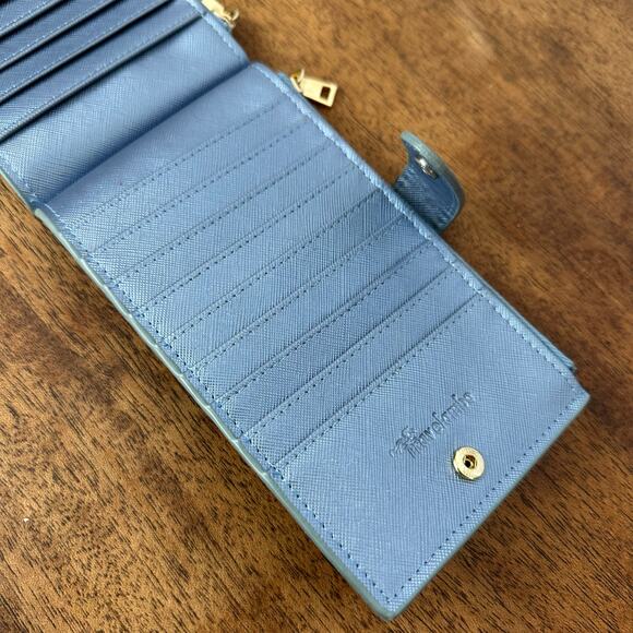 Womens Travelambo Bifold Multi Card Slim Case Wallet Metallic Blue RFID Zipper - Picture 5 of 8